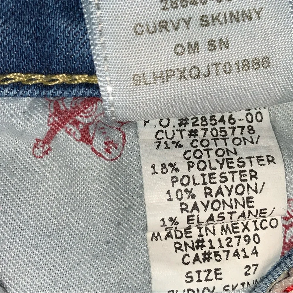 TRUE RELIGION Curvy Skinny denim Jeans Womens size 27 mid rise streetwear - Picture 12 of 14